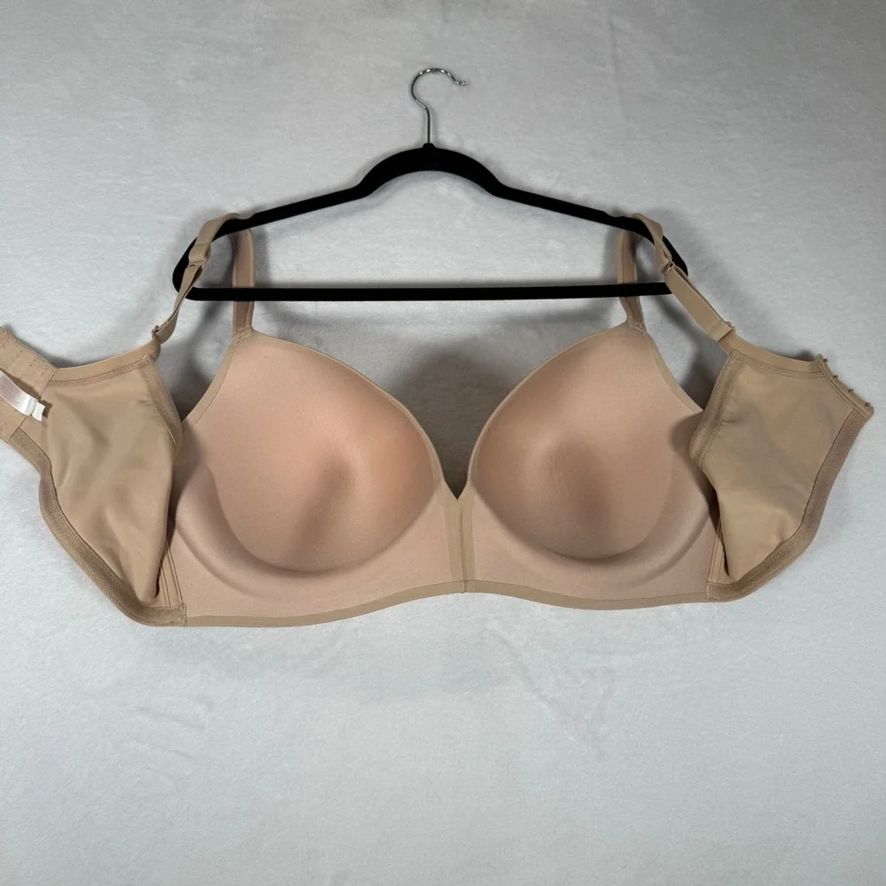 Cacique Simply Wire Free Plunge Bra Women 46DD Beige Wireless Good 1094485-5648 - Picture 4 of 8